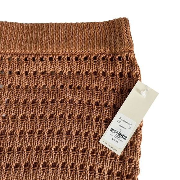 Francesca’s Nola Brown High Rise Tassel Crochet Skirt Cover Up Size Large - Picture 3 of 7